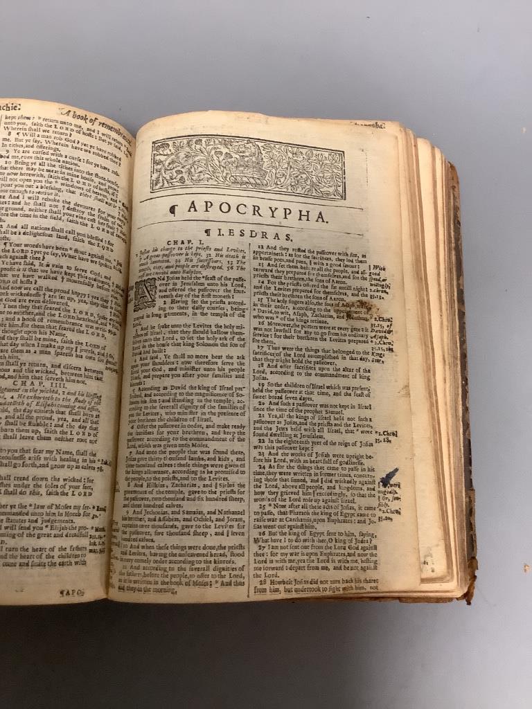 Bible (The Holy Bible...), lacks title, possibly an edition published by Robert Barker (and the Assignes of John Bill), 1640,